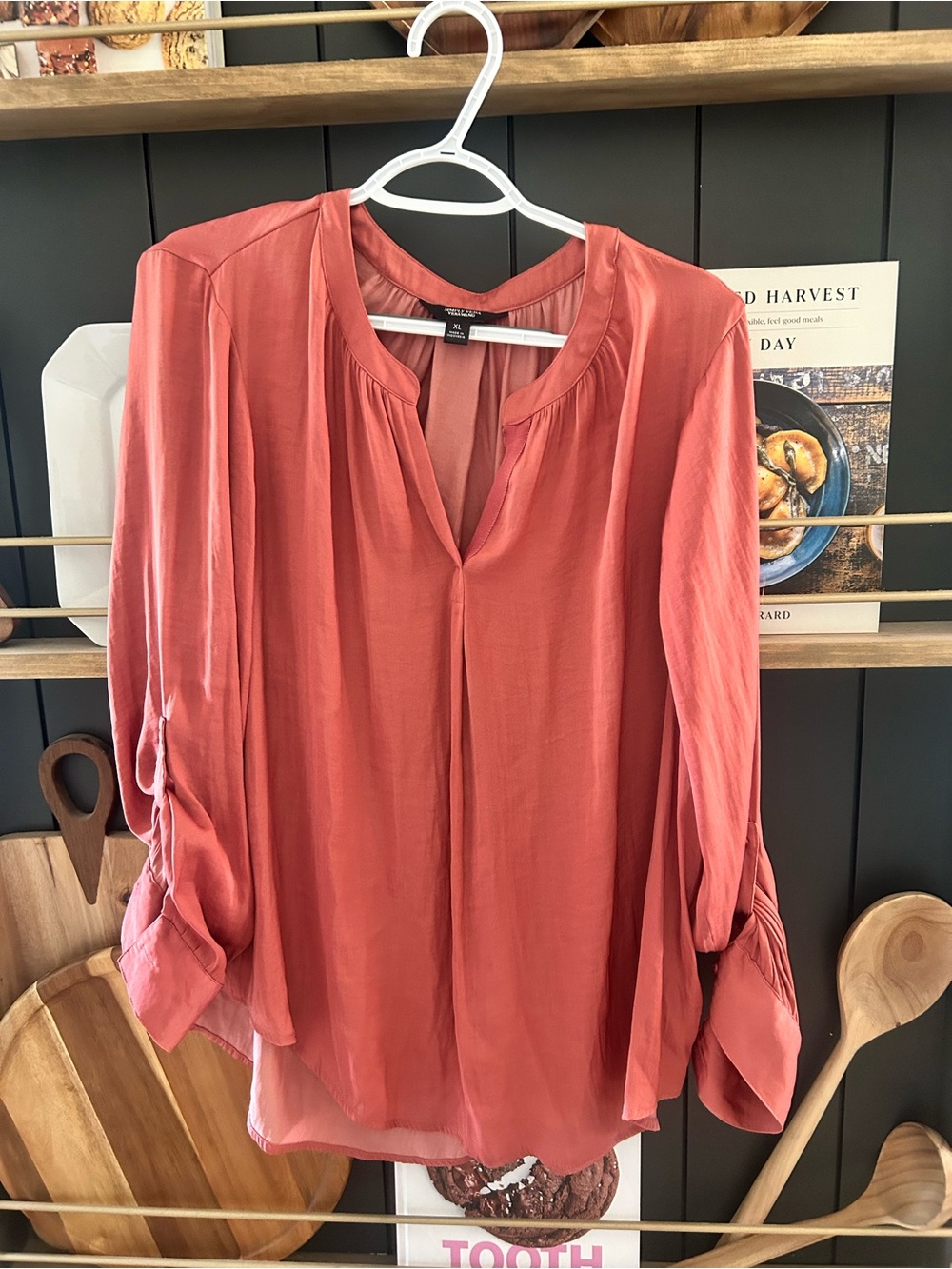 Simply Vera Vera Wang Coral Split-Neck Blouse
